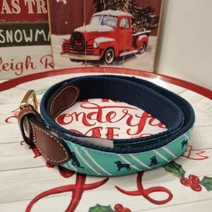 🎁NWT Simply Southern Collection Men's Silk Dog Print Cotton & Leather Belt, 36